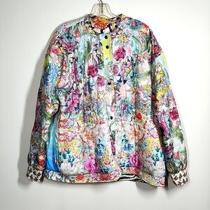 Johnny Was Nandru Reversible Jacket Multiprint Colorful Womens XL